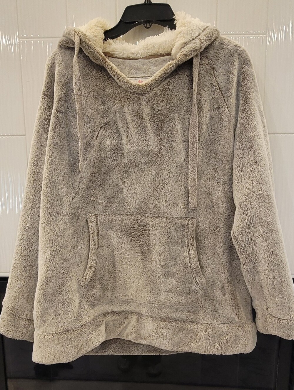 Member's Mark Cozy Plush Pullover Hoodie Brown Frosted Sherpa Fleece Size L